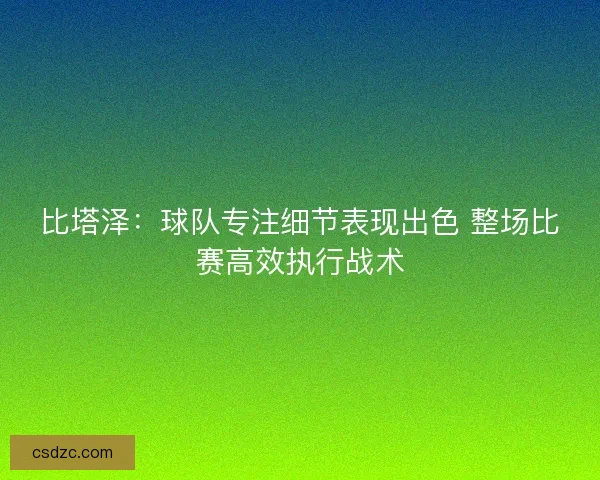 比塔泽：球队专注细节表现出色 整场比赛高效执行战术