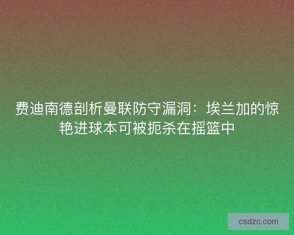 费迪南德剖析曼联防守漏洞：埃兰加的惊艳进球本可被扼杀在摇篮中