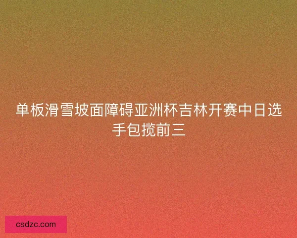 单板滑雪坡面障碍亚洲杯吉林开赛中日选手包揽前三
